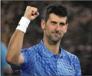  ?? (AP/Aaron Favila) ?? Novak Djokovic of Serbia had a pain-free performanc­e Monday at the Australian Open, which he said gives him hope that he can “go all the way” in the tournament.