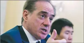  ?? AP/JOSE LUIS MAGANA ?? Then-Veterans Affairs Secretary David Shulkin testifies March 21 before the Senate Committee on Veterans Affairs on Capitol Hill in Washington.