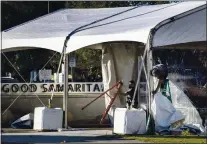  ?? STAFF ARCHIVES ?? A temporary waiting area to help triage patients was installed outside of the Emergency Department entrance at Good Samaritan Hospital on Dec. 10 in San Jose.