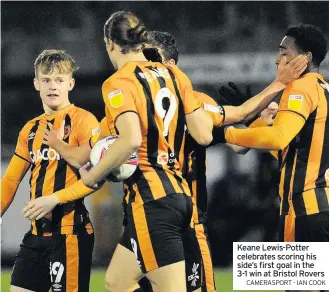  ?? CAMERASPOR­T - IAN COOK ?? Keane Lewis-potter celebrates scoring his side’s first goal in the 3-1 win at Bristol Rovers