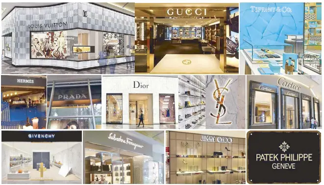  ??  ?? Some of the top luxury brands that will find even more elegant spaces in the renovated Greenbelt 3 and 4 by 2020 and 2021