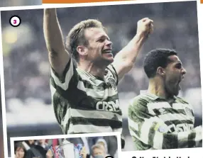  ??  ?? 33 Alongside Pierre van Hooijdonk, celebratin­g an equaliser against Rangers at Ibrox in 1996.