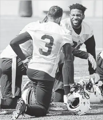  ?? CANADIAN PRESS FILE PHOTO ?? Montreal Alouettes wide receiver B.J. Cunningham, right, had a career-high 1,128 receiving yards last season.