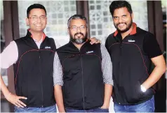  ??  ?? ( From left) Amod Malviya, Vaibhav Gupta, and Sujeet Kumar, the co-founders of udaan