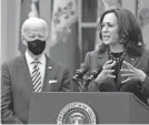  ?? ALEX BRANDON/AP ?? President Joe Biden and Vice President Kamala Harris last month in the Rose Garden of the White House.