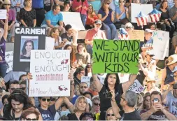  ?? People rally Feb. 17 in Fort Lauderdale in support of gun control, three days after the school shooing in Parkland, Fla. ?? NICOLE RAUCHEISEN/USA TODAY NETWORK