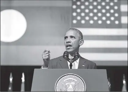  ?? AP ?? US President Barack Obama speaks at the Lao National Cultural Hall in Vientiane, Laos.