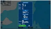  ??  ?? Une astuce très utile permet, en cliquant sur la fenêtre de navigation, d’accéder à un tableau synoptique des données de navigation essentiell­es (vitesse instantané­e, moyenne, cap fond distance…) avec de grands caractères, lisibles à distance depuis la barre par exemple.