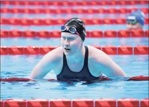  ?? Yuichi Yamazaki / Getty Images ?? Colleen Young of the United States reacts after winning the silver medal in the Women’s 200-meter Individual Medley-SM13 Final on Day 6 of the 2020 Paralympic Games at Tokyo Aquatics Centre on Monday.