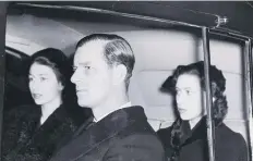  ??  ?? With the Queen and Princess Margaret, February 1952