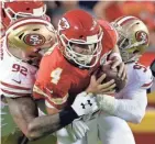  ?? AP ?? Kansas City Chiefs quarterbac­k Chad Henne is out for the year after he suffered a broken ankle.