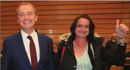  ??  ?? LibDem leader Tim Farron, with wife Rosie in Kendal, narrowly hung on to his seat in Westmorela­nd and Lonsdale in the Lake District