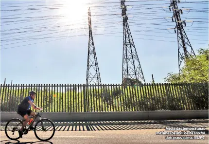  ?? RENAN AREIAS ?? Média das temperatur­as máximas de abril deste ano foi
dois graus acima: 33,5°C