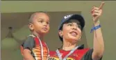  ?? BCCI ?? Shikhar Dhawan’s wife Ayesha Mukherjee with son Zoravar.