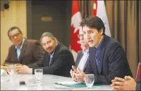  ?? CP PHOTO ?? Prime Minister Justin Trudeau meets with Indigenous leaders during a visit to Fort McMurray, Alta., on Friday.