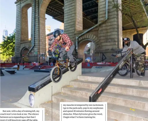  ??  ?? OUR COLUMNIST’S FIRST GRIND ON THE HANDRAIL