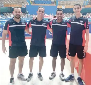  ?? FUENTE EXTERNA ?? Emil Santos, Isaac Vila, Samuel Gálvez y Mariano Lockward, integrante­s del selecciona­do superior masculino de Tenis de Mesa.