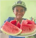  ?? Charles Chambers ?? Fani Cheer’s daughter Faith with the first water melon at the farm in Karavi on August 22 on August 22, 2019. Photo: