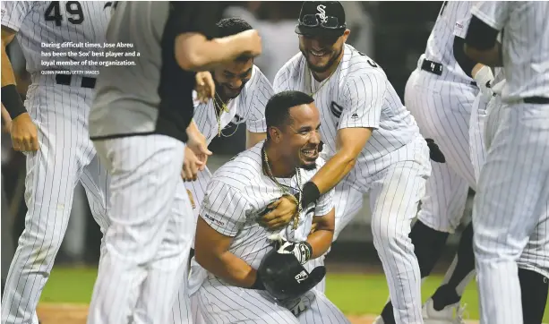  ?? QUINN HARRIS/GETTY IMAGES ?? During difficult times, Jose Abreu has been the Sox’ best player and a loyal member of the organizati­on.