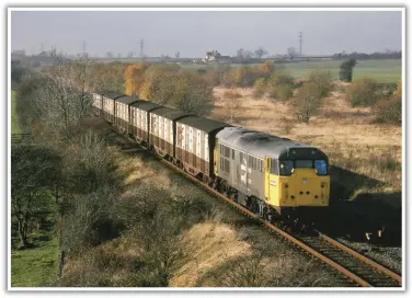  ??  ?? (LEFT) Saturday 15th November 1986: Six PWA ‘Palvans’, hauled by 31159, traverse the Oxford to Bletchley line at Newton Longville, forming 6B20, the 10:20 SO UKF empties from Akeman Street to Bletchley, where they will be collected later in the day by the empty Horsham to Ince & Elton UKF train. MARTIN LOADER.