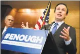  ?? Tom Brenner/The New York Times ?? Sen. Chris Murphy, D-Conn., speaks during a news conference about gun violence on Capitol Hill in Washington on Tuesday.