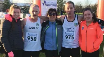  ??  ?? A group from Sligo AC at the Cross Country Internatio­nals in Antrim.