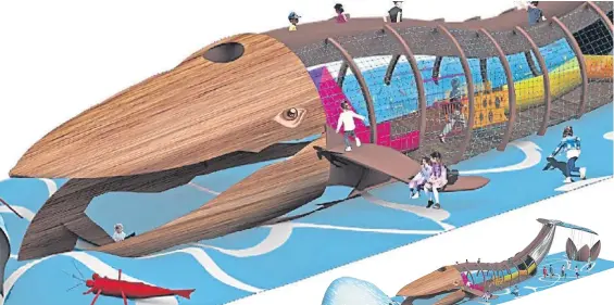  ??  ?? The initial concept proposal of the interactiv­e whale playpark.