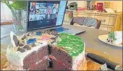  ??  ?? ■
Shweta Rane, 29, cuts a cake with friends via Zoom, at her surprise birthday party. It began with an e-invite popping up in her mentions; then came a pre-recorded video, a live quiz about her, and puzzles.