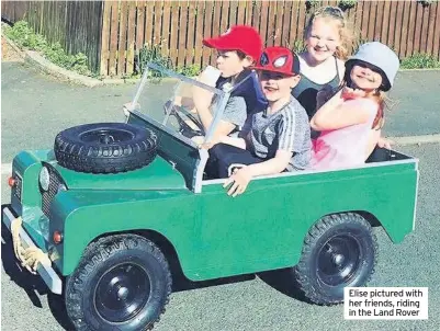  ??  ?? Elise pictured with her friends, riding in the Land Rover