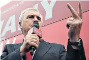  ??  ?? Shadow chancellor John Mcdonnell gestures during a campaign rally speech in Lincoln yesterday