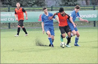  ??  ?? Amarvir Sandhu in action for Leicester Road FC at the weekend