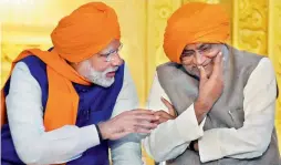  ?? —PTI ?? Prime Minister Narendra Modi and Bihar Chief Minister Nitish Kumar during the 350th birth anniversar­y celebratio­ns of Guru Gobind Singh at Gandhi Maidan in Patna on Thursday.