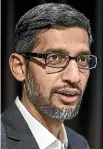  ??  ?? Sundar Pichai, chief executive of Google, will earn $2 million a year plus US$240 million in stock awards after taking the helm of the billion-dollar tech company. PHOTOS: GETTY IMAGES