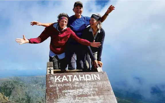  ??  ?? Lynn Edmiston, Kristy Burns and Annette Demel completed the Appalachia­n Trail in 2019.