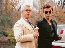  ?? Amazon Prime ?? An angel (Michael Sheen, left) and a demon (David Tennant) are unlikely allies in “Good Omens.”