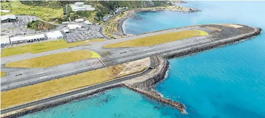  ??  ?? A computer-generated image of what an extended runway at Wellington Airport could look like.