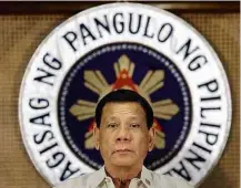  ?? Aaron Favila - 18.jul.2017/Associated Press ?? O presidente das Filipinas, Rodrigo Duterte, em Manila