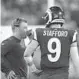  ?? DOUG BENC/AP ?? Rams coach Sean McVay talks with QB Matthew Stafford (9) during the NFC title game.