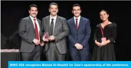  ??  ?? NUKS USA recognizes Waleed Al-Khashti for Zain’s sponsorshi­p of the conference.