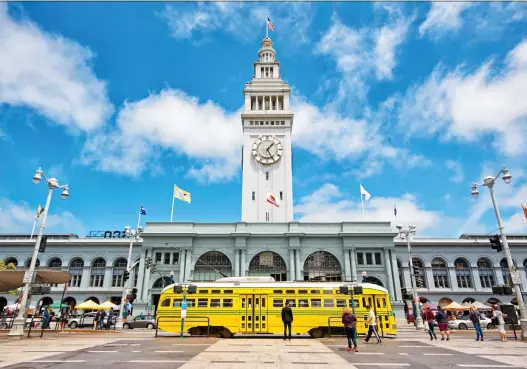  ??  ?? San Francisco’s historic Ferry Building, known for its clock tower, is among the stops on a vintage trolley tour through the city. PHOTOS: JUSTIN FRaNZ/THE WASHINGTON POST