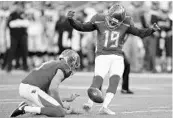  ?? GARY LANDERS/ASSOCIATED PRESS ?? Bucs kicker Roberto Aguayo’s stunning success at Florida State never quite transferre­d with him to the pros.