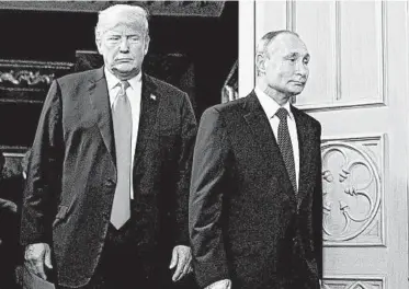  ?? BRENDAN SMIALOWSKI/GETTY-AFP 2018 ?? President Trump has been criticized for failing to publicly call out Russian leader Vladimir Putin for election interferen­ce.