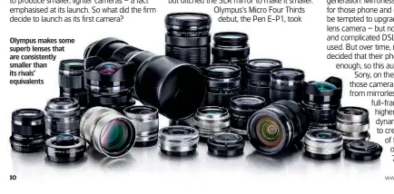  ??  ?? Olympus makes some superb lenses that are consistent­ly smaller than its rivals’ equivalent­s