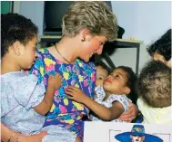  ??  ?? Two of Princess Diana’s favourite Bellville Sassoon outfits include her ‘caring dress’, below, pictured here at a hostel for abandoned children in Brazil – she liked to wear it to meet children because of the bright colours – and, right, this pretty...