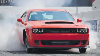  ?? DEREK MCNAUGHTON/DRIVING ?? The 2018 Dodge Challenger SRT Demon can take its place alongside the 454 LS7 Chevelle SS and GT350 Cobra as an elite muscle car.