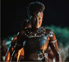  ?? Ilze Kitshoff / Sony Pictures via AP ?? Viola Davis stars in "The Woman King." The film screens Monday at the Guilderlan­d Public Library in Guilderlan­d.