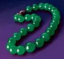  ??  ?? THE HUTTON-MDIVANI jadeite bead necklace, a piece by Cartier, sold for $27.4 million in Hong Kong last year.