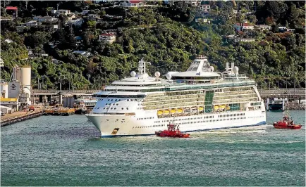  ?? PHOTO: MAARTEN HOLL/STUFF ?? Cruise ships, such as Radiance of the Seas shown here arriving in Wellington, contribute­d $306 million to our tourism coffers last year.