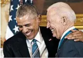  ?? SUSAN WALSH/AP 2017 ?? Former Vice President Joe Biden owes his title and frontrunne­r status to former President Barack Obama.