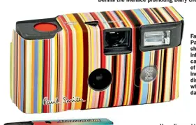  ?? ?? Fashion designer Paul Smith has shown the influence of cameras in some of his work, including this disposable, whose film expiry date was in 2010
How disposable camera owners saw in the millennium in 2000